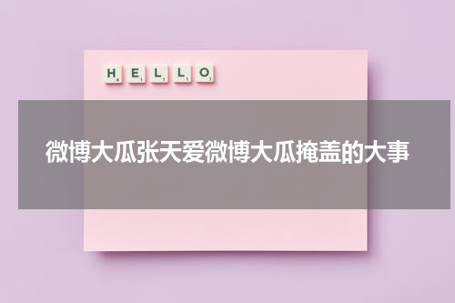 微博大瓜张天爱微博大瓜掩盖的大事