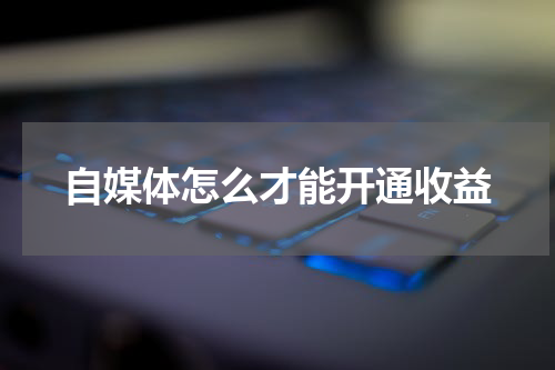 自媒体怎么才能开通收益