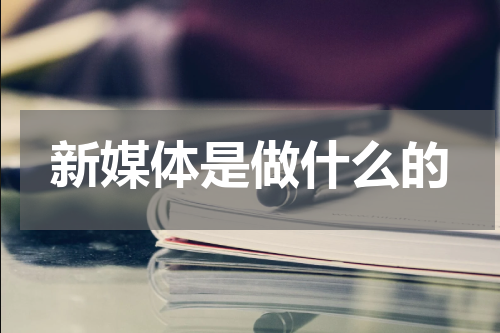 新媒体是做什么的
