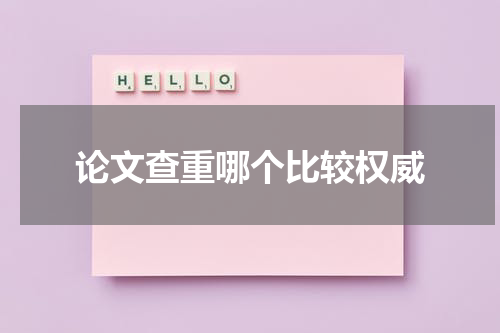 论文查重哪个比较权威