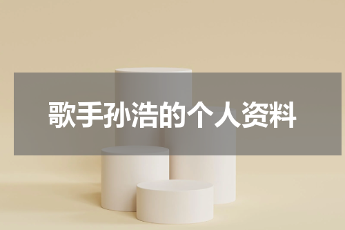 歌手孙浩的个人资料