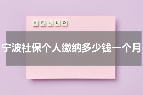宁波社保个人缴纳多少钱一个月