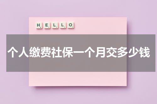 个人缴费社保一个月交多少钱