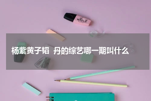 杨紫黄子韬  丹的综艺哪一期叫什么