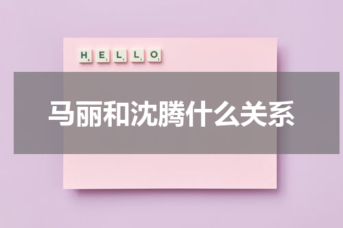 马丽和沈腾什么关系