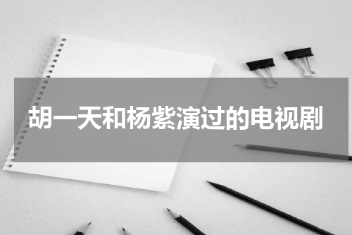 胡一天和杨紫演过的电视剧